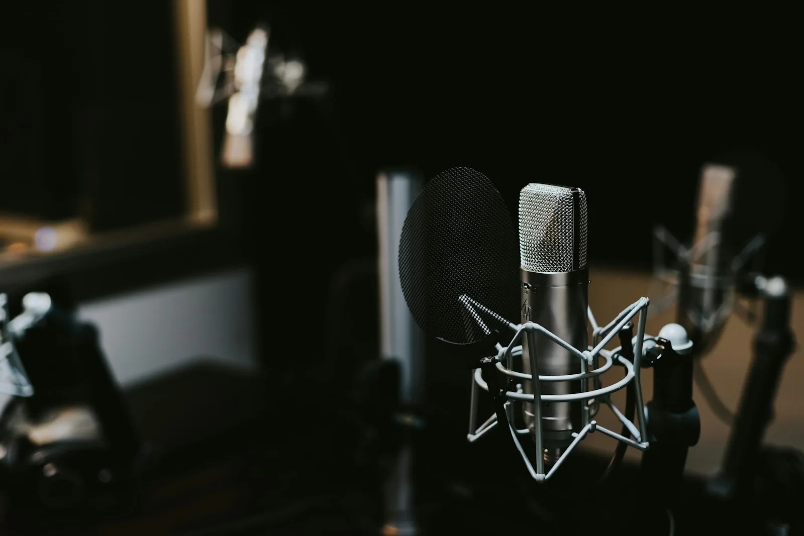 Studio microphone in warm light